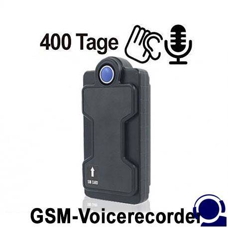GSM-Fernsteuerbarer Voice-Recorder als Abhörgerät für Langzeit-Audioüberwachung. Voice-Activated und Timer-Funktion für zeitgesteuerte Aufnahmen. Vibrations-Aktivierung und Aufzeichnung bei Bewegungen. Ferngesteuerte Aufnahmen können mit SMS-Befehl gestartet werden.